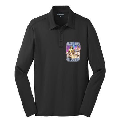 Jesus Has Rizzen Silk Touch Performance Long Sleeve Polo