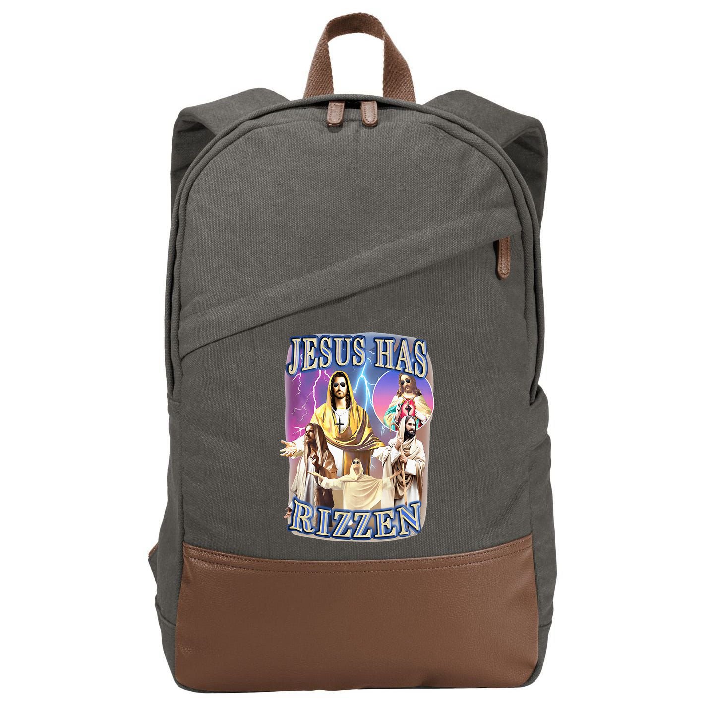 Jesus Has Rizzen Cotton Canvas Backpack