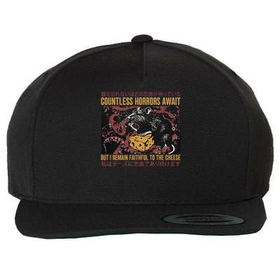 Japanese Horror Rat Retro Countless Horrors Await Wool Snapback Cap