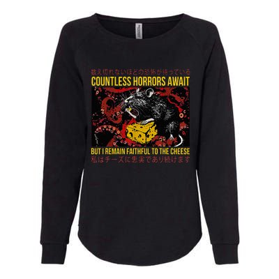 Japanese Horror Rat Retro Countless Horrors Await Womens California Wash Sweatshirt