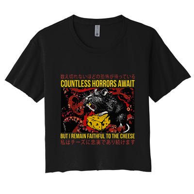 Japanese Horror Rat Retro Countless Horrors Await Crop Top