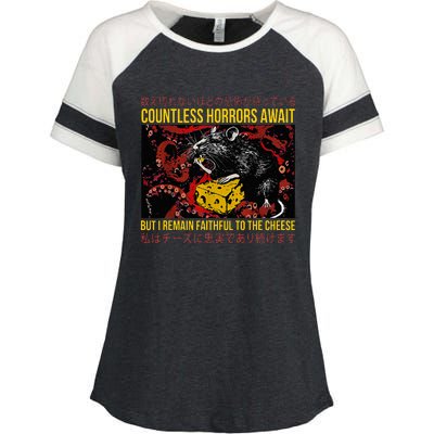 Japanese Horror Rat Retro Countless Horrors Await Enza Ladies Jersey Colorblock Tee