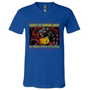 Japanese Horror Rat Retro Countless Horrors Await V-Neck T-Shirt