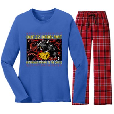 Japanese Horror Rat Retro Countless Horrors Await Women's Long Sleeve Flannel Pajama Set 