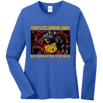 Japanese Horror Rat Retro Countless Horrors Await Ladies Long Sleeve Shirt