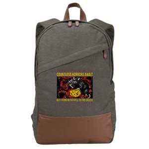 Japanese Horror Rat Retro Countless Horrors Await Cotton Canvas Backpack