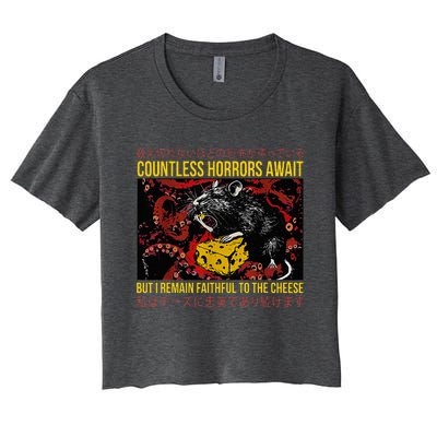 Japanese Horror Rat Retro Countless Horrors Await Women's Crop Top Tee