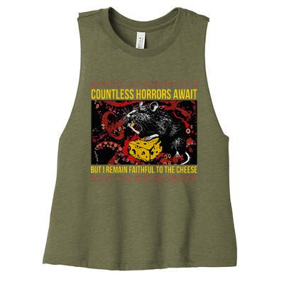 Japanese Horror Rat Retro Countless Horrors Await Women's Racerback Cropped Tank