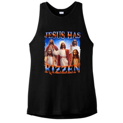 Jesus Has Rizzen Funny Christian Quote For Religion Lovers Ladies PosiCharge Tri-Blend Wicking Tank