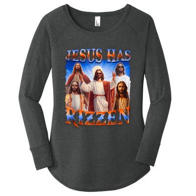 Jesus Has Rizzen Funny Christian Quote For Religion Lovers Women's Perfect Tri Tunic Long Sleeve Shirt