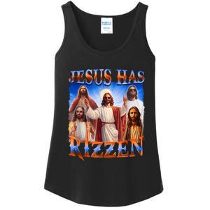 Jesus Has Rizzen Funny Christian Quote For Religion Lovers Ladies Essential Tank