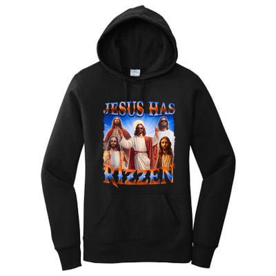 Jesus Has Rizzen Funny Christian Quote For Religion Lovers Women's Pullover Hoodie