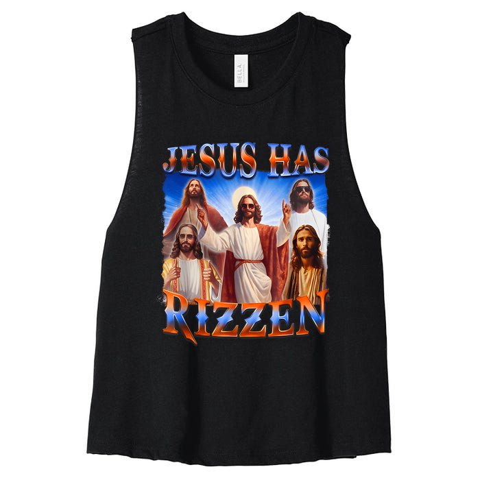 Jesus Has Rizzen Funny Christian Quote For Religion Lovers Women's Racerback Cropped Tank