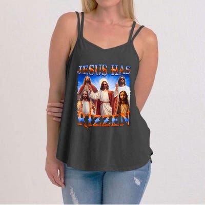 Jesus Has Rizzen Funny Christian Quote For Religion Lovers Women's Strappy Tank