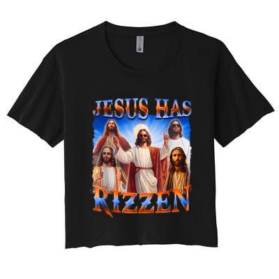 Jesus Has Rizzen Funny Christian Quote For Religion Lovers Women's Crop Top Tee