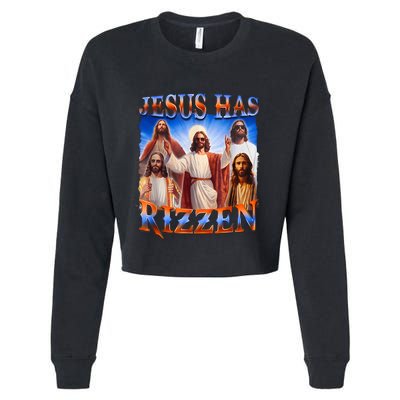 Jesus Has Rizzen Funny Christian Quote For Religion Lovers Cropped Pullover Crew