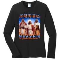 Jesus Has Rizzen Funny Christian Quote For Religion Lovers Ladies Long Sleeve Shirt