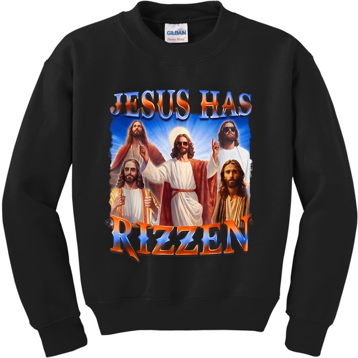 Jesus Has Rizzen Funny Christian Quote For Religion Lovers Kids Sweatshirt