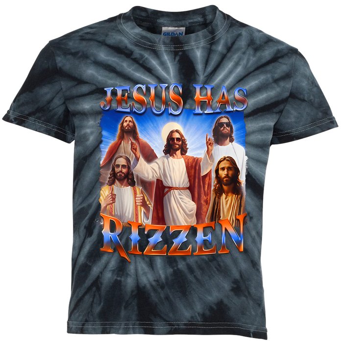 Jesus Has Rizzen Funny Christian Quote For Religion Lovers Kids Tie-Dye T-Shirt