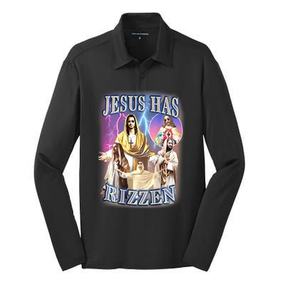 Jesus Has Rizzen Silk Touch Performance Long Sleeve Polo