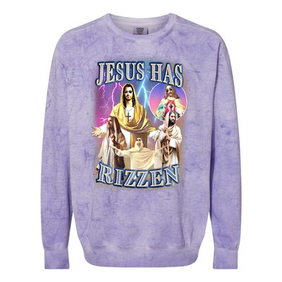 Jesus Has Rizzen Colorblast Crewneck Sweatshirt