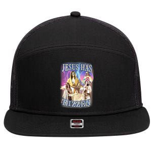 Jesus Has Rizzen 7 Panel Mesh Trucker Snapback Hat