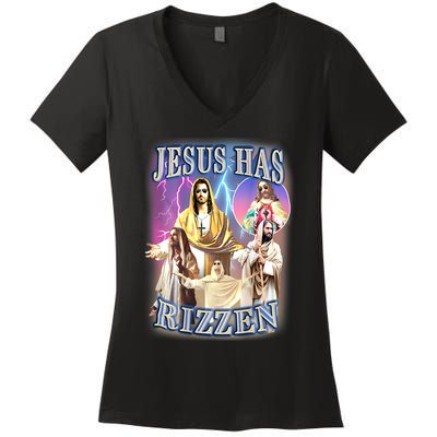 Jesus Has Rizzen Women's V-Neck T-Shirt