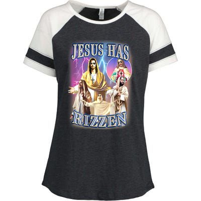 Jesus Has Rizzen Enza Ladies Jersey Colorblock Tee