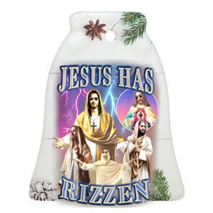 Jesus Has Rizzen Ceramic Bell Ornament