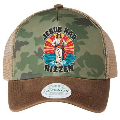 Jesus Has Rizzen Wear Design Funny Easter Sunday Legacy Tie Dye Trucker Hat