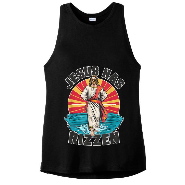 Jesus Has Rizzen Wear Design Funny Easter Sunday Ladies PosiCharge Tri-Blend Wicking Tank