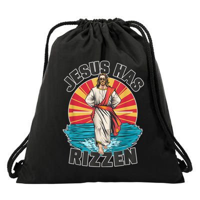 Jesus Has Rizzen Wear Design Funny Easter Sunday Drawstring Bag
