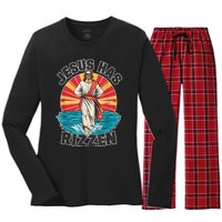 Jesus Has Rizzen Wear Design Funny Easter Sunday Women's Long Sleeve Flannel Pajama Set 