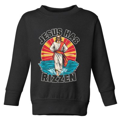 Jesus Has Rizzen Wear Design Funny Easter Sunday Toddler Sweatshirt