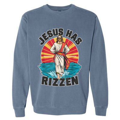 Jesus Has Rizzen Wear Design Funny Easter Sunday Garment-Dyed Sweatshirt