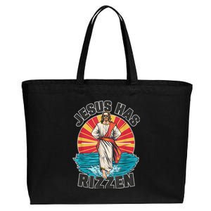 Jesus Has Rizzen Wear Design Funny Easter Sunday Cotton Canvas Jumbo Tote