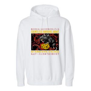 Japanese Horror Rat Retro Countless Horrors Await Garment-Dyed Fleece Hoodie