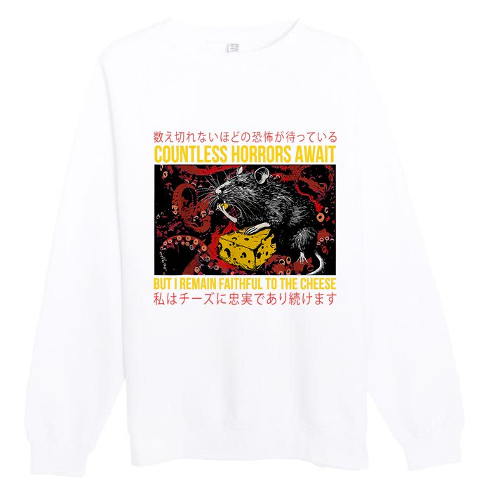 Japanese Horror Rat Retro Countless Horrors Await Premium Crewneck Sweatshirt