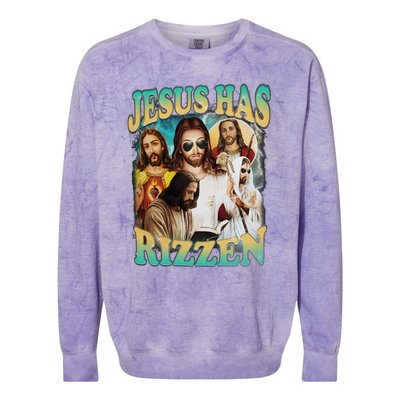 Jesus Has Rizzen Colorblast Crewneck Sweatshirt