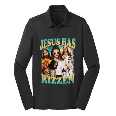 Jesus Has Rizzen Silk Touch Performance Long Sleeve Polo