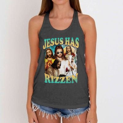 Jesus Has Rizzen Women's Knotted Racerback Tank