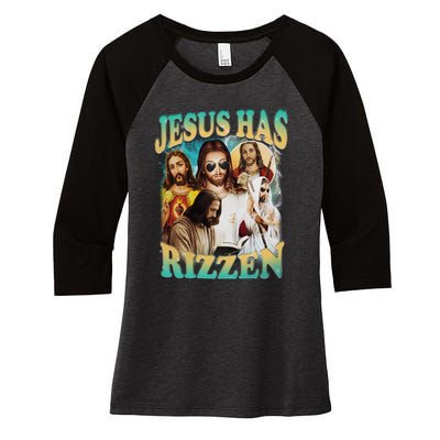 Jesus Has Rizzen Women's Tri-Blend 3/4-Sleeve Raglan Shirt