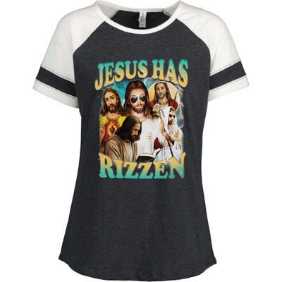 Jesus Has Rizzen Enza Ladies Jersey Colorblock Tee