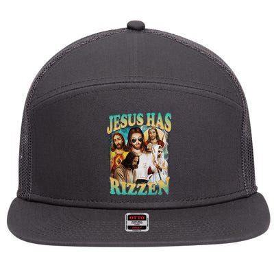 Jesus Has Rizzen 7 Panel Mesh Trucker Snapback Hat