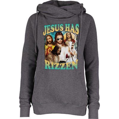 Jesus Has Rizzen Womens Funnel Neck Pullover Hood