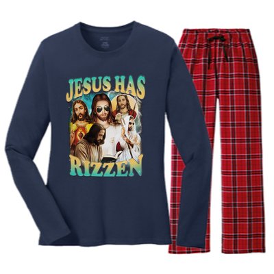 Jesus Has Rizzen Women's Long Sleeve Flannel Pajama Set 