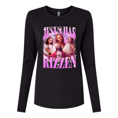 Jesus Has Rizzen Vintage Christian Jesus Playing Basketball Womens Cotton Relaxed Long Sleeve T-Shirt