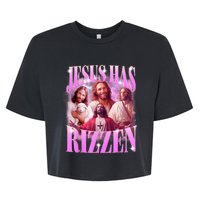 Jesus Has Rizzen Vintage Christian Jesus Playing Basketball Bella+Canvas Jersey Crop Tee