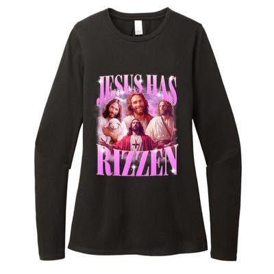 Jesus Has Rizzen Vintage Christian Jesus Playing Basketball Womens CVC Long Sleeve Shirt