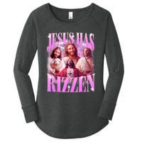 Jesus Has Rizzen Vintage Christian Jesus Playing Basketball Women's Perfect Tri Tunic Long Sleeve Shirt